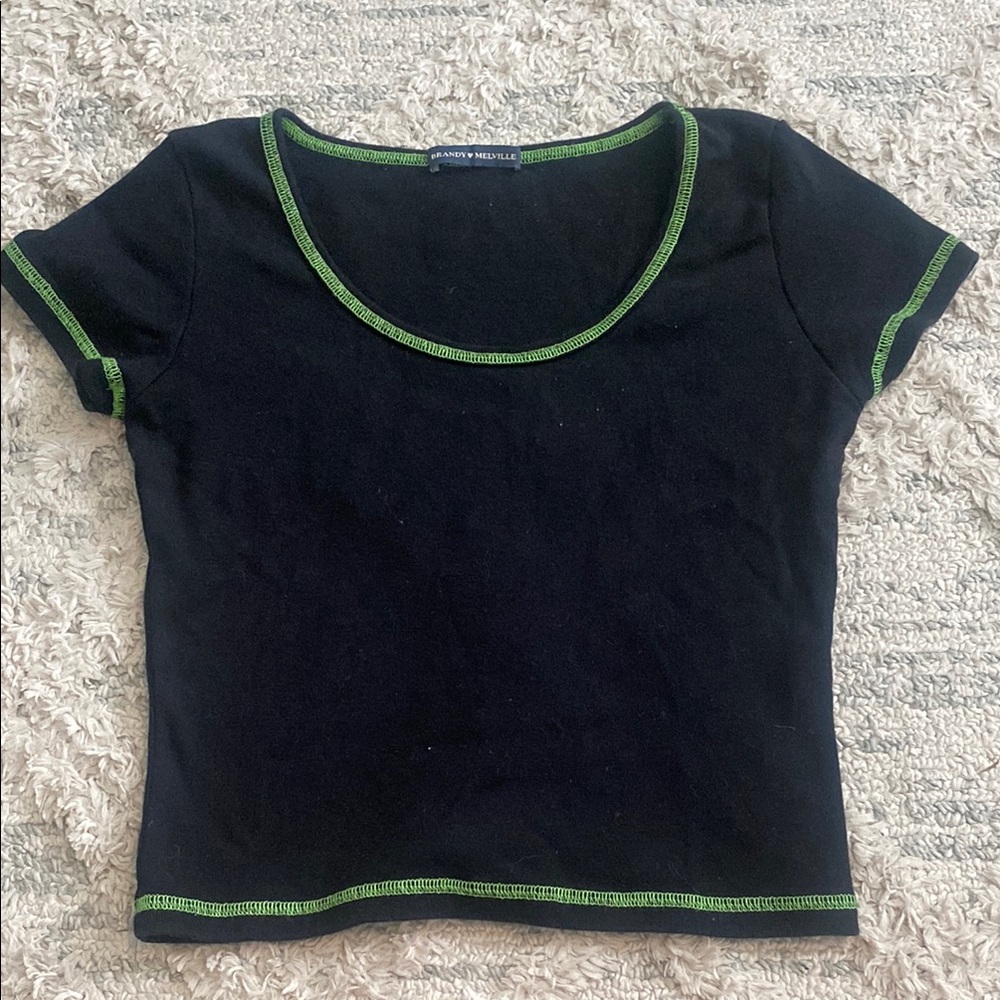 Brandy Melville Black Top with Green Trim